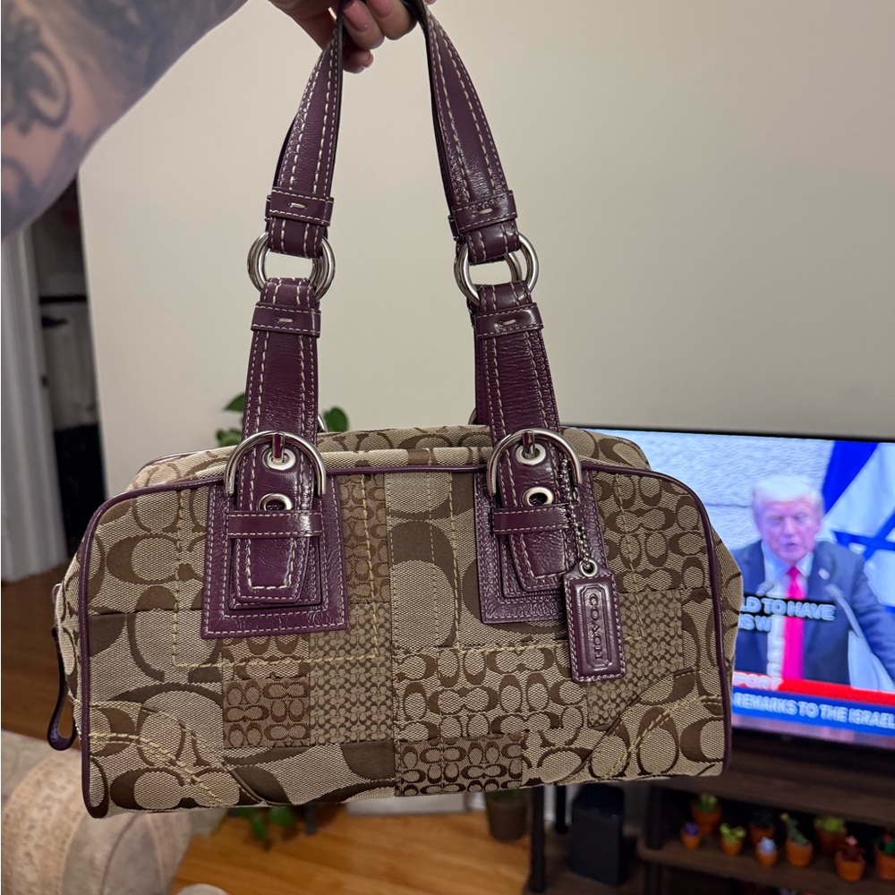 ** SOLD ** Coach Y2K Patchwork Satchel w/ plum accents